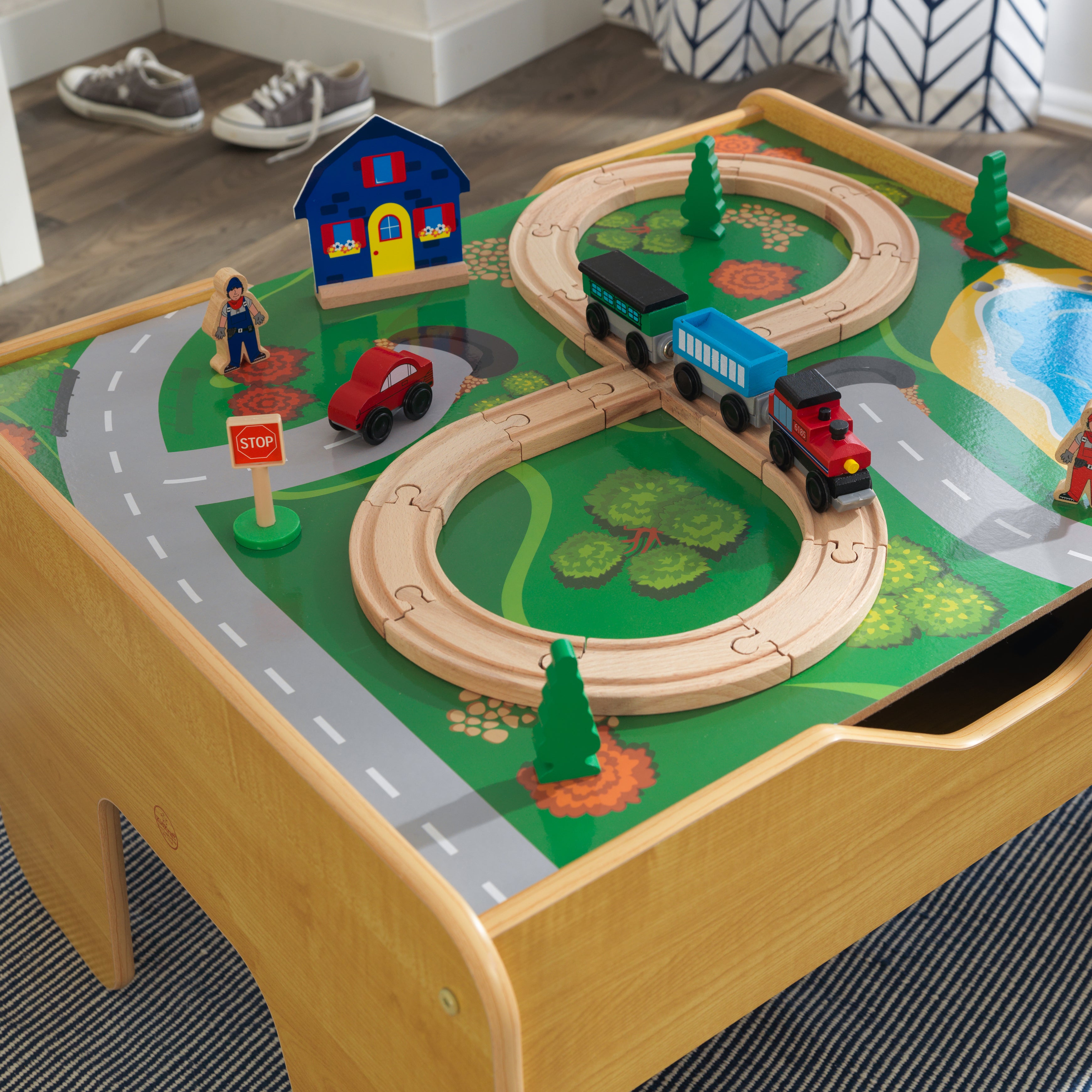 2-in-1 Activity Table with Board - Natural