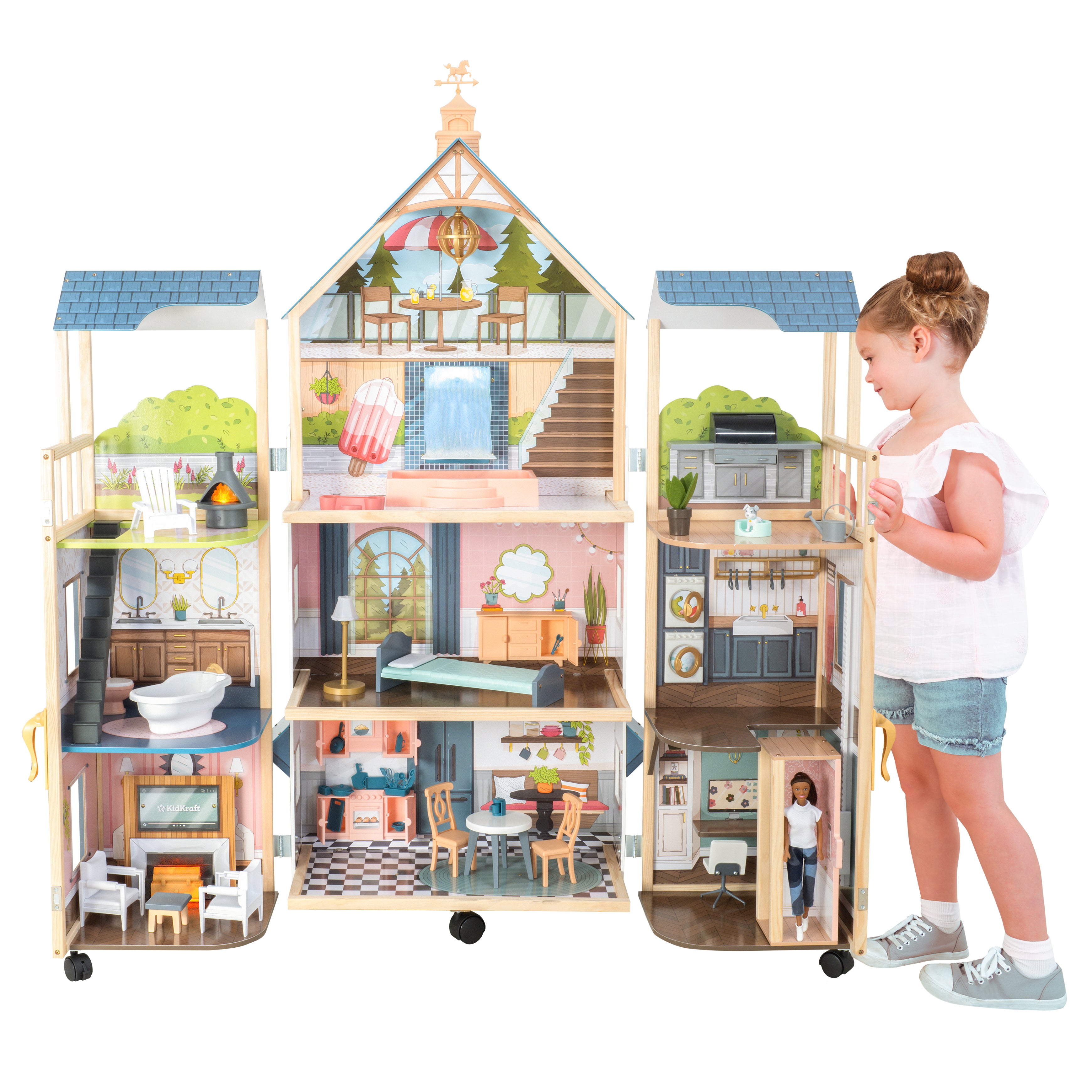 Secret Reveal Wooden Mansion Dollhouse