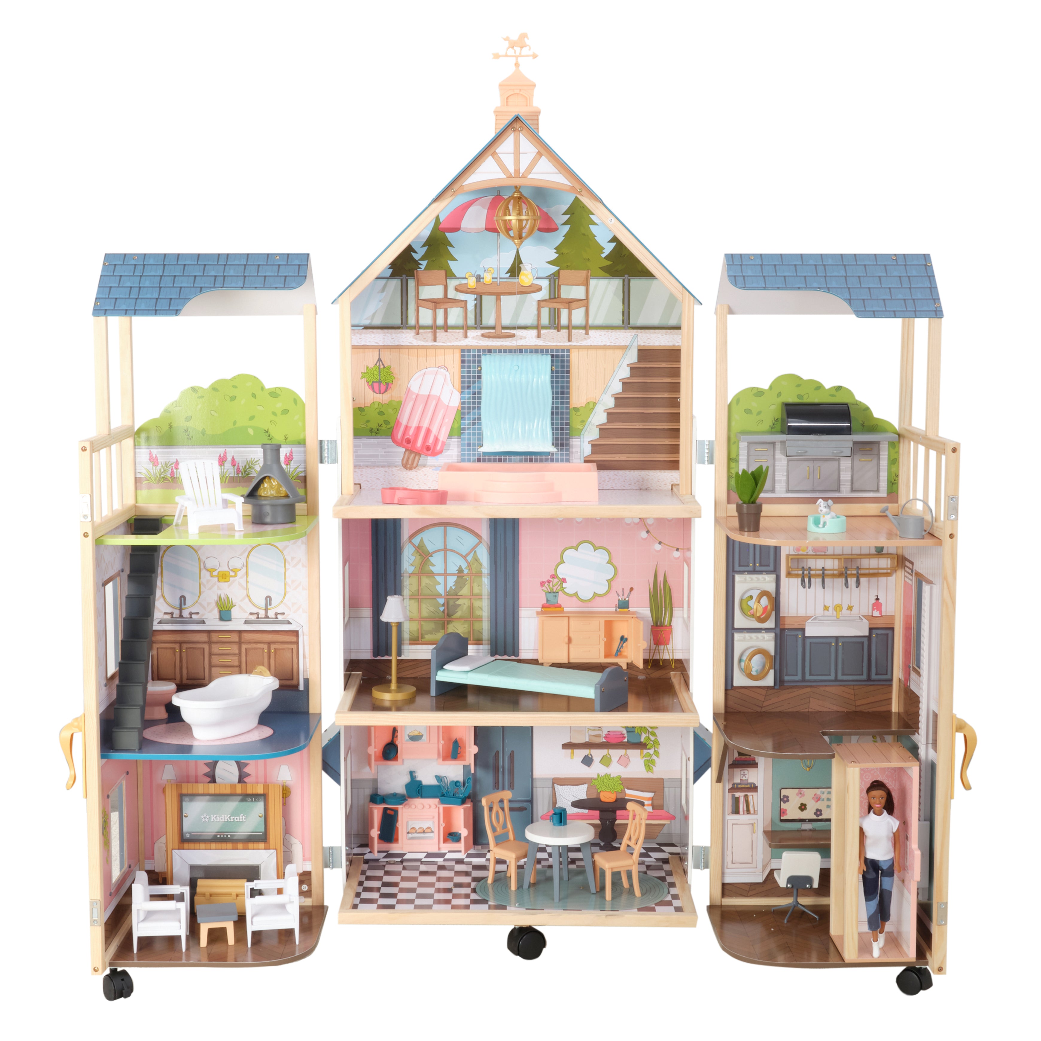 Secret Reveal Wooden Mansion Dollhouse