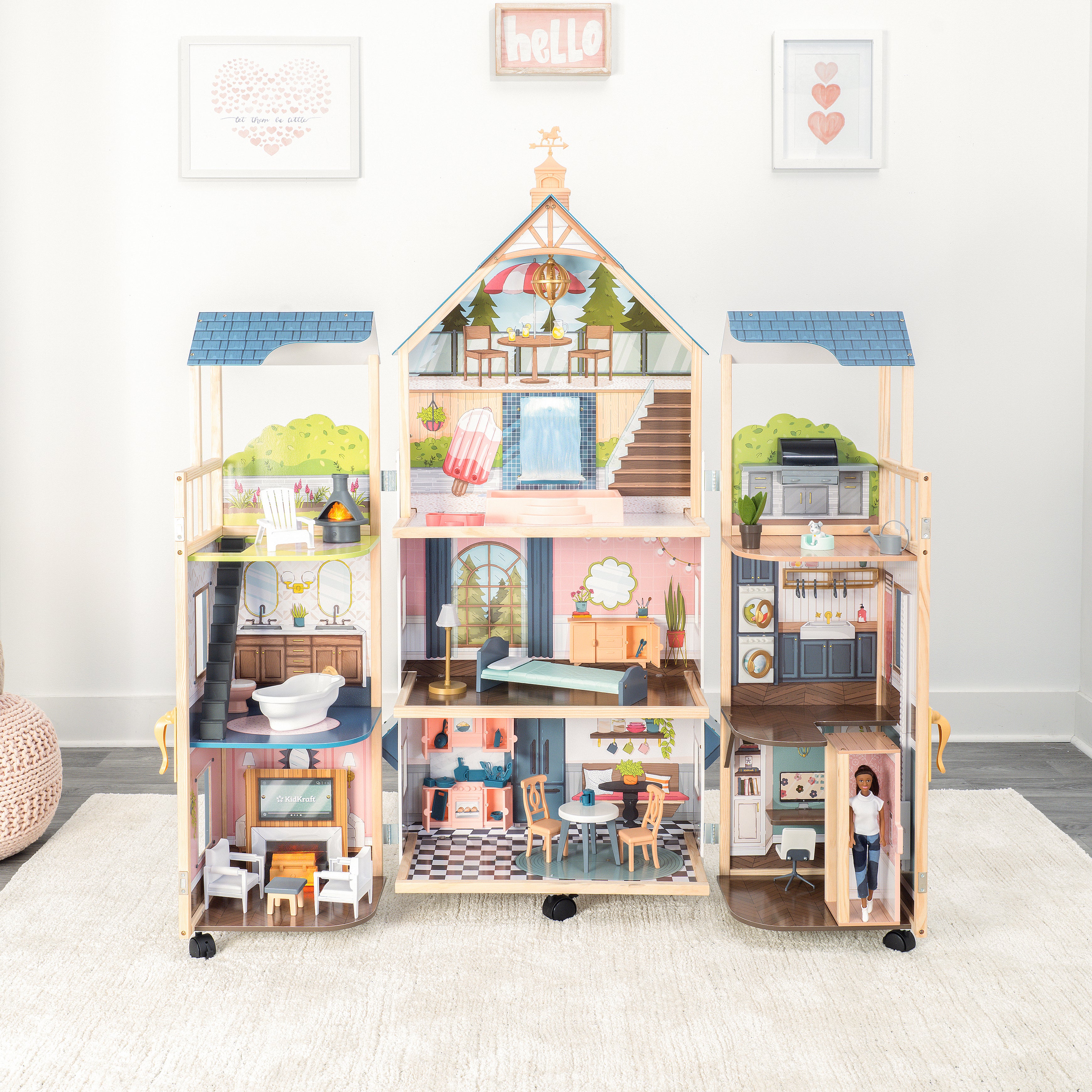 Secret Reveal Wooden Mansion Dollhouse