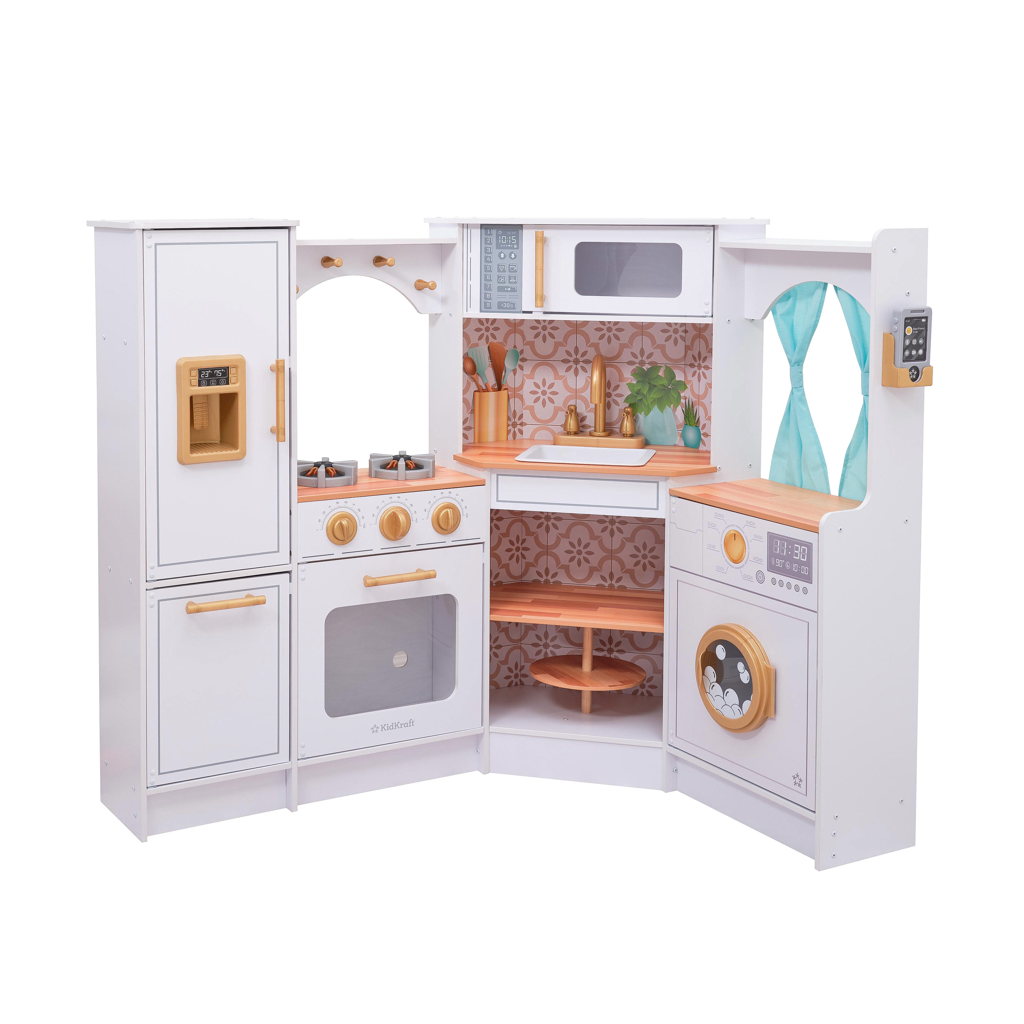 Ultimate Corner Wooden Play Kitchen with Lights & Sounds