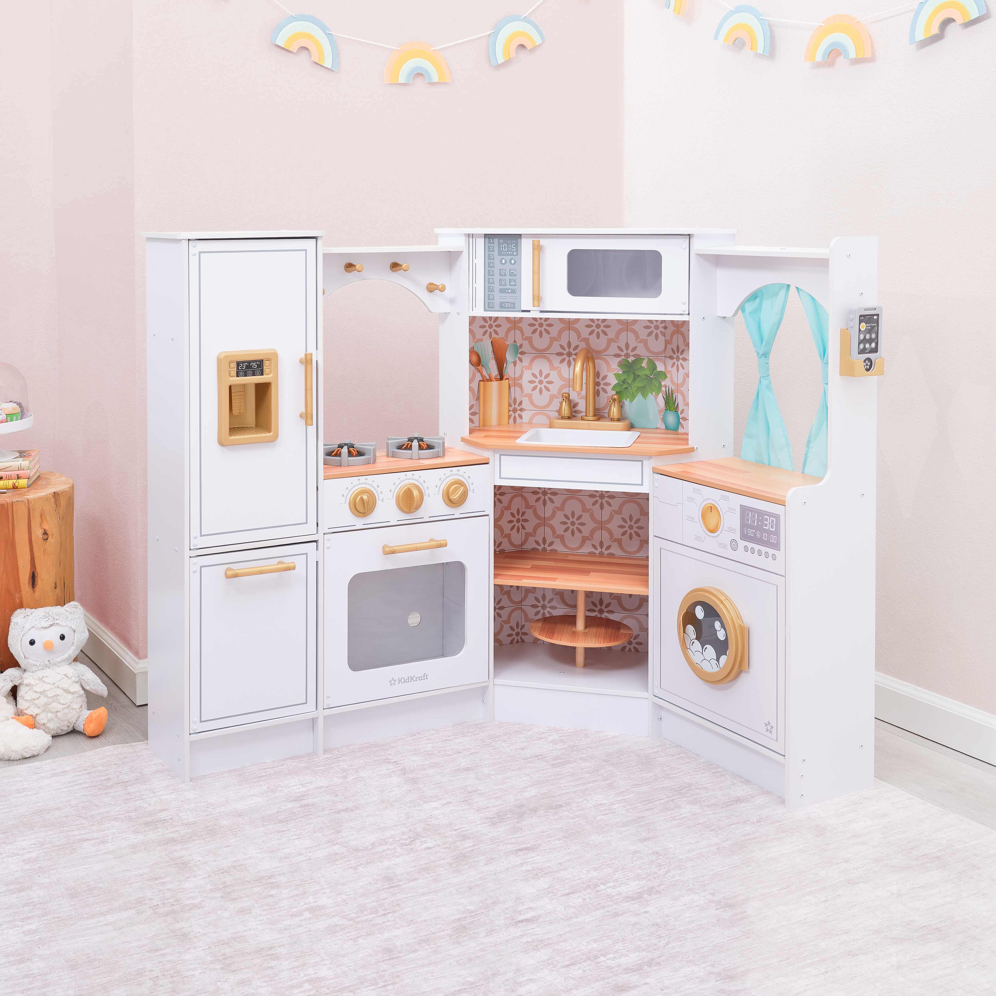 Ultimate Corner Wooden Play Kitchen with Lights & Sounds